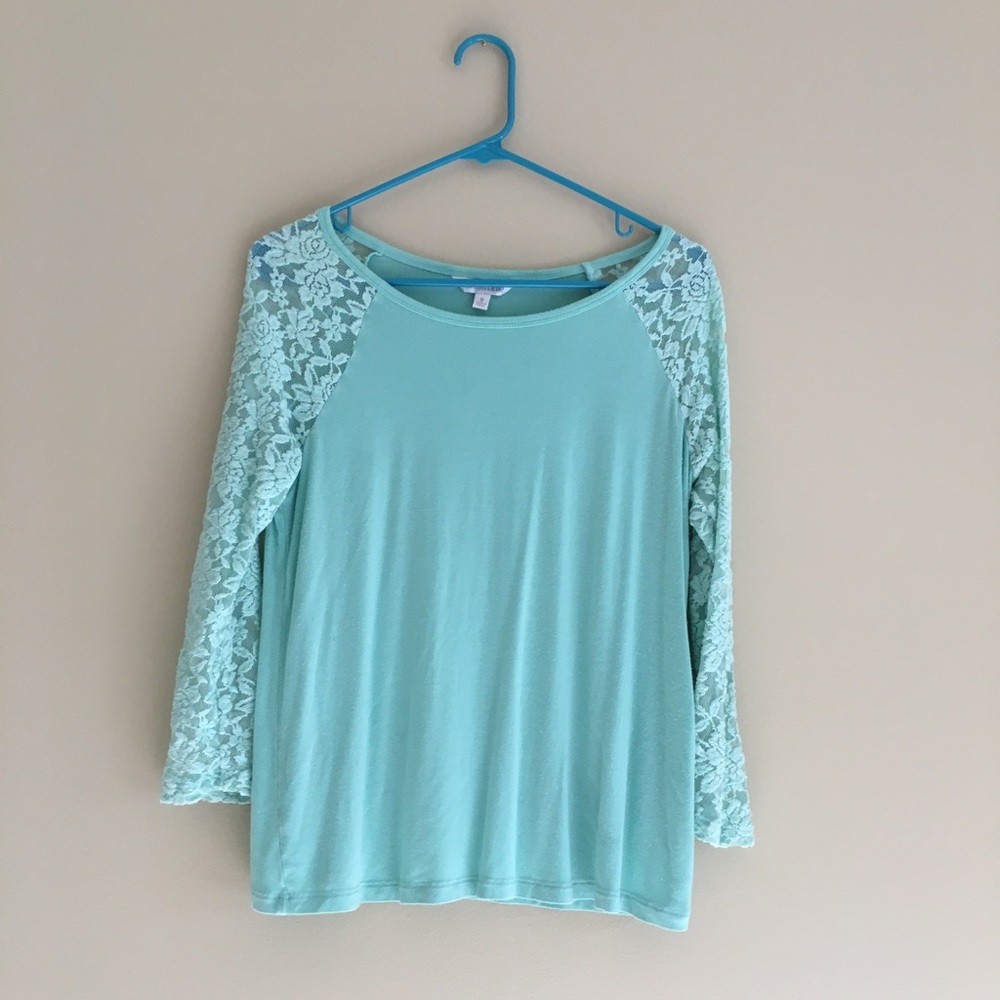 •charming charlie's mint lace sleeved shirt•
